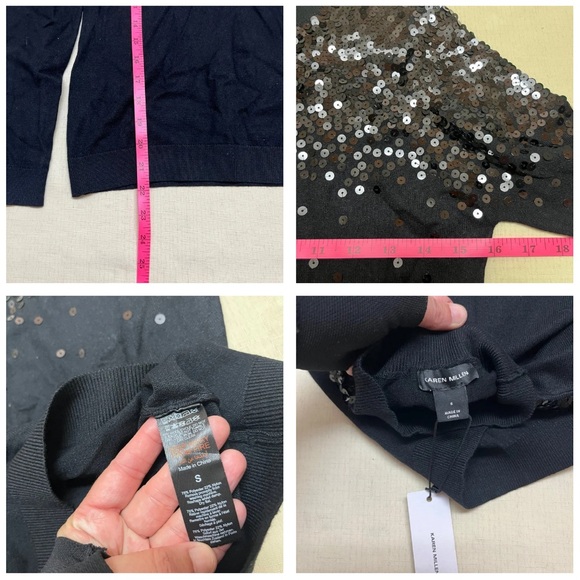 NWT Karen Millen S black sequin embellished funnel neck sweater - Picture 3 of 7